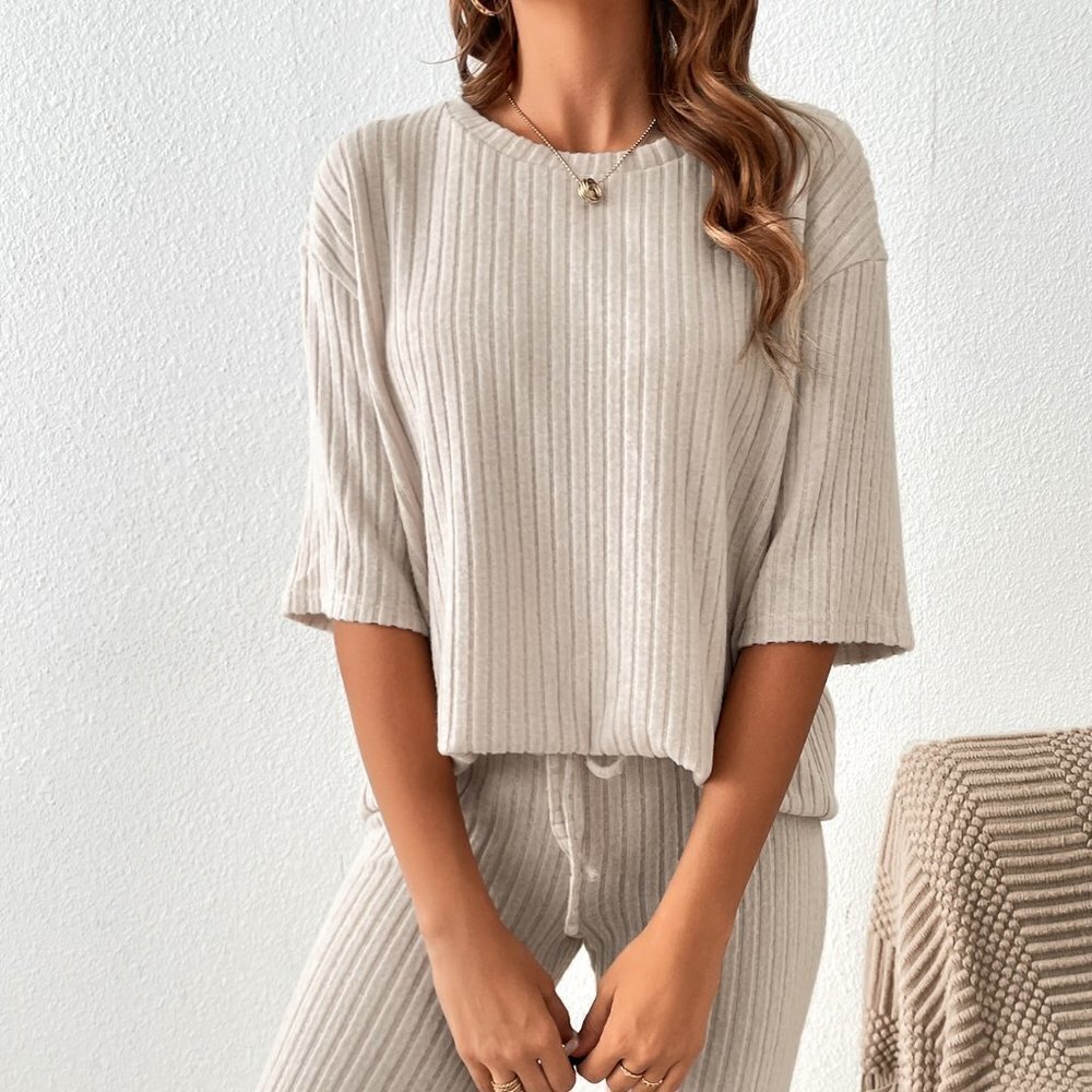 Apricot Casual Womens Drop Shoulder Tee & Leggings - Picture 5 of 5